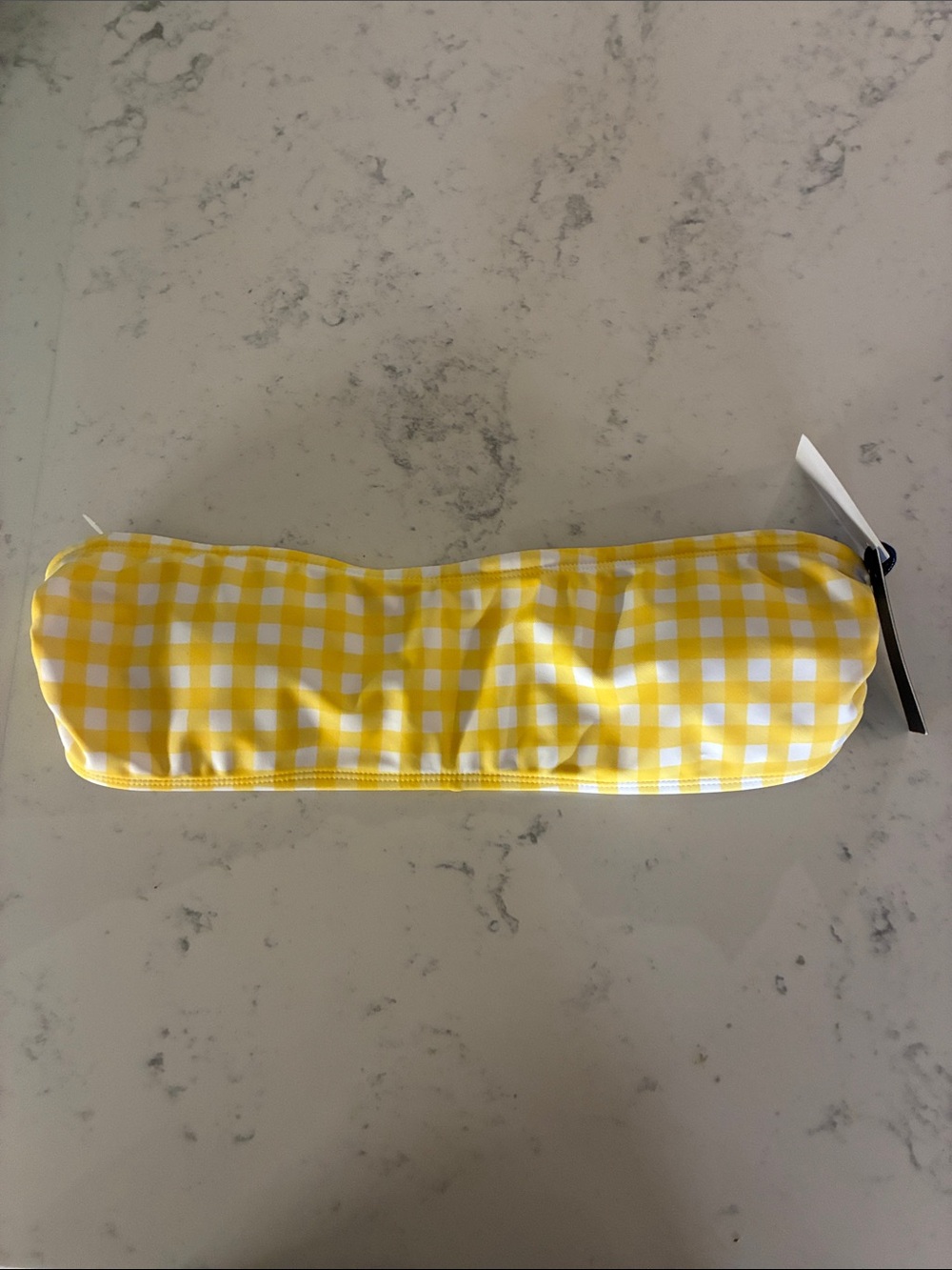 NWT szS Kendall + Kylie Yellow and White Gingham Bikini 👙 Top